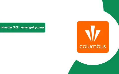 Columbus Energy - czy to oszuści? Grafika przedstawia logo firmy i hasło "branża OZE i energetyczna".