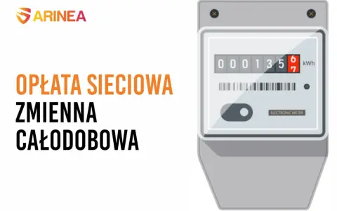 Zrozumienie opłaty sieciowej zmiennej całodobowej to klucz do optymalizacji rachunków za prąd. Grafika przedstawia licznik energii.