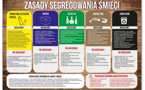 Zasady segregacji śmieci: tworzywa sztuczne, papier, szkło, odpady bio, zmieszane. Firmy odbierające odpady pomagają w prawidłowej utylizacji.